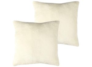 4059222264956 - Bestlivings - Kissenhülle Kuschel Celina 2er Pack in der Größe 45 x 45cm - Champagner - Kissenbezug mit Reißverschluss - Champagner