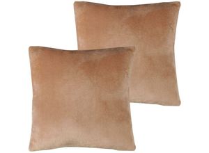 4059222264970 - Bestlivings - Kissenhülle Kuschel Celina 2er Pack in der Größe 45 x 45cm - Nougat - Kissenbezug mit Reißverschluss - Nougat