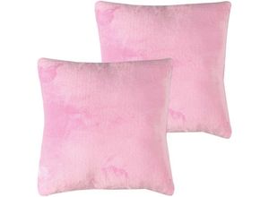 4059222265038 - Bestlivings - Kissenhülle Kuschel Celina 2er Pack in der Größe 45 x 45cm - Rosa - Kissenbezug mit Reißverschluss - Rosa