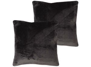 4059222265267 - Dekokissen Kuschel Celina 2er Pack in der Größe 45 x 45cm - Schwarz - Kissenbezug mit Reißverschluss - Schwarz