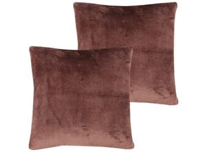 4059222265281 - Bestlivings - Dekokissen Kuschel Celina 2er Pack in der Größe 45 x 45cm - Braun - Kissenbezug mit Reißverschluss - Braun