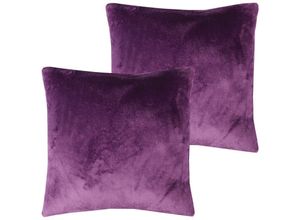 4059222265359 - Dekokissen Kuschel Celina 2er Pack in der Größe 45 x 45cm - Violett - Kissenbezug mit Reißverschluss - Violett