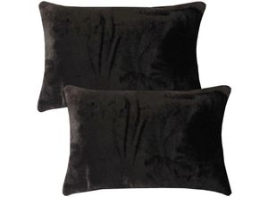 4059222265564 - Bestlivings - Kissenhülle Kuschel Celina 2er Pack in der Größe 40 x 60cm - Schwarz - Kissenbezug mit Reißverschluss - Schwarz