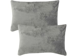 4059222265595 - Kissenhülle Kuschel Celina 2er Pack in der Größe 40 x 60cm - Grau - Kissenbezug mit Reißverschluss - Grau 4059222265595 - Kissenhülle Kuschel Celina 2er Pack in der Größe 40 x 60cm - Grau - Kissenbezug mit Reißverschluss - Grau