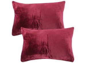 4059222265618 - Bestlivings - Kissenhülle Kuschel Celina 2er Pack in der Größe 40 x 60cm - Aubergine - Kissenbezug mit Reißverschluss - Aubergine