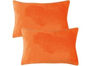 4059222265687 - Bestlivings - Kissenhülle Kuschel Celina 2er Pack in der Größe 40 x 60cm - Orange - Kissenbezug mit Reißverschluss - Orange