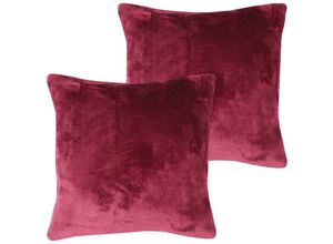 4059222266516 - Dekokissen Kuschel Celina 2er Pack in der Größe 50 x 50cm - Aubergine - Kissenbezug mit Reißverschluss - Aubergine