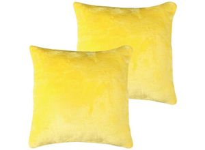 4059222266899 - Bestlivings - Kissenhülle Kuschel Celina 2er Pack in der Größe 60 x 60cm - Gelb - Kissenbezug mit Reißverschluss - Gelb