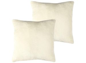 4059222267056 - Dekokissen Kuschel Celina 2er Pack in der Größe 60 x 60cm - Champagner - Kissenbezug mit Reißverschluss - Champagner