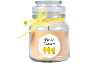 4059222276249 - Hs Candle - Duftkerze als Ostergeschenk ( Vanille-Duft ) Design Küken - Kerze als Osterdeko - 120g Wachs mit ca 30 Stunden Brenndauer - Beige