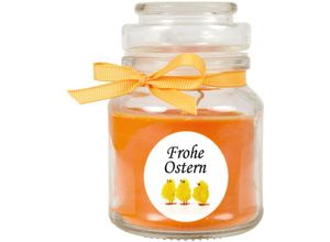 4059222276287 - Hs Candle - Duftkerze als Ostergeschenk ( Honigmelone-Duft ) Design Küken - Kerze als Osterdeko - 120g Wachs mit ca 30 Stunden Brenndauer - Orange