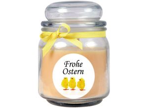 4059222276348 - Hs Candle - Duftkerze als Ostergeschenk ( Vanille-Duft ) Design Küken - Kerze als Osterdeko - 300g Wachs mit ca 70 Stunden Brenndauer - Beige