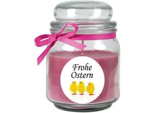 4059222276362 - Hs Candle - Duftkerze als Ostergeschenk ( Lavendel-Duft ) Design Küken - Kerze als Osterdeko - 300g Wachs mit ca 70 Stunden Brenndauer - Lila