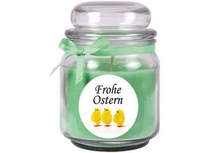 4059222276409 - Hs Candle - Duftkerze als Ostergeschenk ( Coconut Limes-Duft ) Design Küken - Kerze als Osterdeko - 300g Wachs mit ca 70 Stunden Brenndauer - Grün