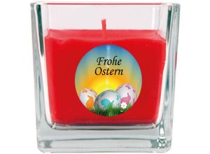 4059222276539 - Hs Candle - Duftkerze als Ostergeschenk ( Rosen-Duft ) Design Ostereier - Kerze als Osterdeko - 190g Wachs mit ca 50 Stunden Brenndauer - Rot