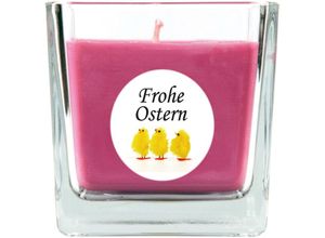 4059222276560 - Hs Candle - Duftkerze als Ostergeschenk ( Lavendel-Duft ) Design Küken - Kerze als Osterdeko - 190g Wachs mit ca 50 Stunden Brenndauer - Lila