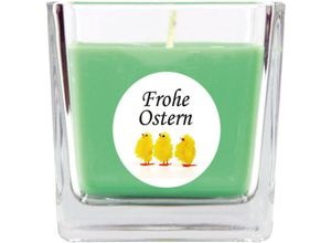 4059222276607 - Hs Candle - Duftkerze als Ostergeschenk ( Coconut Limes-Duft ) Design Küken - Kerze als Osterdeko - 190g Wachs mit ca 50 Stunden Brenndauer - Grün