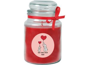 4059222277192 - Hs Candle - Duftkerze im Bonbonglas Comic Duft Rose ( Rot ) 500g - Brenndauer bis zu 110 Stunden Kerze aus Glas mit Duft - Rot