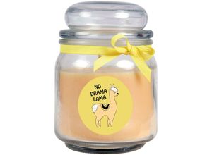 4059222277246 - Hs Candle - Duftkerze im Bonbonglas Comic Duft Vanille ( Gelb ) 300g - Brenndauer bis zu 70 Stunden Kerze aus Glas mit Duft - Gelb