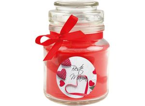 4059222277321 - Hs Candle - Duftkerze im Bonbonglas zum Muttertag Duft Rose ( Rot ) 120g - Brenndauer bis zu 30 Stunden Kerze aus Glas mit Duft - Rot