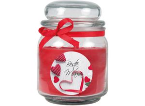 4059222277338 - Hs Candle - Duftkerze im Bonbonglas zum Muttertag Duft Rose ( Rot ) 300g - Brenndauer bis zu 70 Stunden Kerze aus Glas mit Duft - Rot