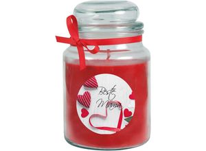 4059222277345 - Hs Candle - Duftkerze im Bonbonglas zum Muttertag Duft Rose ( Rot ) 500g - Brenndauer bis zu 110 Stunden Kerze aus Glas mit Duft - Rot