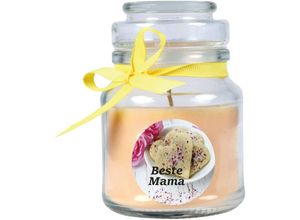 4059222277383 - Hs Candle - Duftkerze im Bonbonglas zum Muttertag Duft Vanille ( Gelb ) 120g - Brenndauer bis zu 30 Stunden Kerze aus Glas mit Duft - Gelb