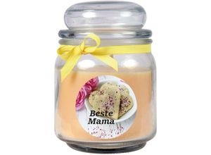 4059222277390 - Hs Candle - Duftkerze im Bonbonglas zum Muttertag Duft Vanille ( Gelb ) 300g - Brenndauer bis zu 70 Stunden Kerze aus Glas mit Duft - Gelb