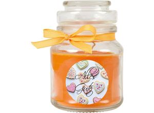 4059222277444 - Hs Candle - Duftkerze im Bonbonglas zum Muttertag Duft Honigmelone ( Orange ) 120g - Brenndauer bis zu 30 Stunden Kerze aus Glas mit Duft - Orange