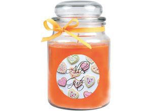 4059222277468 - Hs Candle - Duftkerze im Bonbonglas zum Muttertag Duft Honigmelone ( Orange ) 500g - Brenndauer bis zu 110 Stunden Kerze aus Glas mit Duft