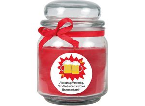 4059222277482 - Hs Candle - Duftkerze im Bonbonglas zum Vatertag Duft Rose ( Rot ) 300g - Brenndauer bis zu 70 Stunden Kerze aus Glas mit Duft - Rot