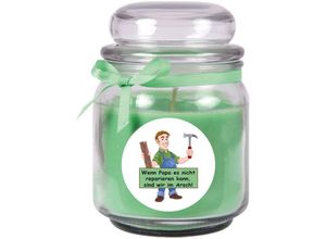 4059222277512 - Hs Candle - Duftkerze im Bonbonglas zum Vatertag Duft Kokos ( Grün ) 300g - Brenndauer bis zu 70 Stunden Kerze aus Glas mit Duft - Grün