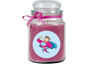 4059222277581 - Hs Candle - Duftkerze im Bonbonglas zum Vatertag Duft Lavendel ( Lila ) 500g - Brenndauer bis zu 110 Stunden Kerze aus Glas mit Duft - Lila