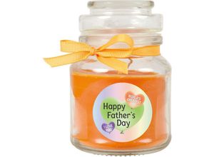 4059222277598 - Hs Candle - Duftkerze im Bonbonglas zum Vatertag Duft Honigmelone ( Orange ) 120g - Brenndauer bis zu 30 Stunden Kerze aus Glas mit Duft - Orange