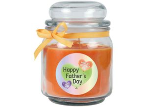 4059222277604 - Hs Candle - Duftkerze im Bonbonglas zum Vatertag Duft Honigmelone ( Orange ) 300g - Brenndauer bis zu 70 Stunden Kerze aus Glas mit Duft - Orange