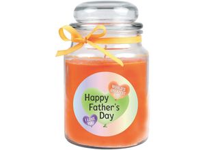 4059222277611 - Hs Candle - Duftkerze im Bonbonglas zum Vatertag Duft Honigmelone ( Orange ) 500g - Brenndauer bis zu 110 Stunden Kerze aus Glas mit Duft - Orange