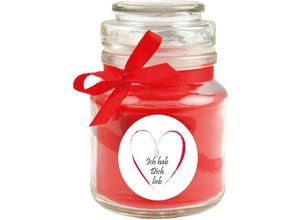 4059222278410 - Hs Candle - Duftkerze im Bonbonglas Herzen Duft Rose ( Rot ) 120g - Brenndauer bis zu 30 Stunden Kerze aus Glas mit Duft - Rot