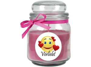 4059222278519 - Hs Candle - Duftkerze im Bonbonglas Herzen Duft Lavendel ( Lila ) 300g - Brenndauer bis zu 70 Stunden Kerze aus Glas mit Duft - Lila