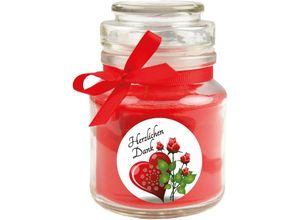 4059222279080 - Dankes-Duftkerze im Bonbonglas Danke Duft Rose ( Rot ) 120g - Brenndauer bis zu 30 Stunden Kerze aus Glas mit Duft - Rot