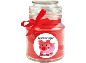 4059222279349 - Hs Candle - Duftkerze im Bonbonglas Viel Glück Duft Rose ( Rot ) 120g - Brenndauer bis zu 30 Stunden Kerze aus Glas mit Duft - Rot