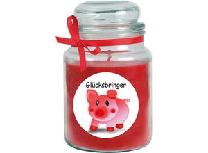 4059222279493 - Hs Candle - Duftkerze im Bonbonglas Viel Glück Duft Rose ( Rot ) 500g - Brenndauer bis zu 110 Stunden Kerze aus Glas mit Duft - Rot