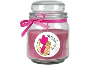 4059222279578 - Hs Candle - Duftkerze im Bonbonglas Viel Glück Duft Lavendel ( Lila ) 300g - Brenndauer bis zu 70 Stunden Kerze aus Glas mit Duft - Lila