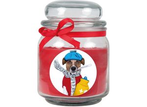 4059222279639 - Hs Candle - Duftkerze im Bonbonglas Gute Besserung Duft Rose ( Rot ) 300g - Brenndauer bis zu 70 Stunden Kerze aus Glas mit Duft - Rot