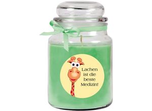 4059222279677 - Hs Candle - Duftkerze im Bonbonglas Gute Besserung Duft Kokos ( Grün ) 500g - Brenndauer bis zu 110 Stunden Kerze aus Glas mit Duft - Grün