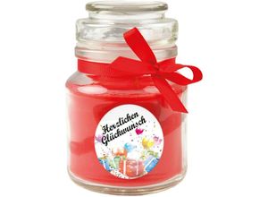 4059222279776 - Hs Candle - Geburtstagskerze mit Duft im Bonbonglas Happy Birthday Duft Rose ( Rot ) 120g - Brennd bis zu 30 Stunden Kerze aus Glas mit Duft