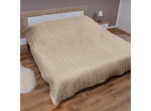 4059222284046 - Tagesdecke xxl (220x240 cm) mit wattierter Zwischenlage (Beige) Bettüberwurf - ÖKO-Tex 100 Sommerdecke gesteppt - Steppdecke Wendedecke - Beige