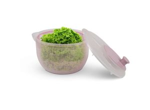 4059222288006 - Pro Home - Salatschleuder ( 27 Liter Ø20cm   Rosa ) BPA-frei 3in1 - Schleuder Sieb und Salatschüssel 3D Kurbel - Schleudern ohne Kraftaufwand