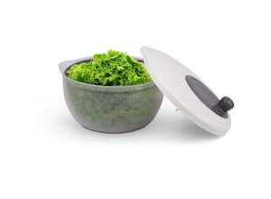 4059222288044 - Pro Home - Salatschleuder ( 4 Liter Ø25cm   Grau ) BPA-frei 3in1 - Schleuder Sieb und Salatschüssel 3D Kurbel - Schleudern ohne Kraftaufwand