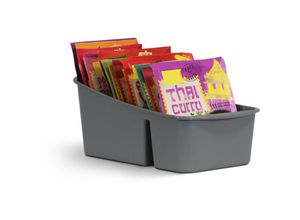 4059222288174 - Küchen Organizer mit 3 Fächern ( Anthrazit ) - Aufbewahrungsbox für Tütensuppen Gewürzmischungen uvm Ordnungssystem für Lebensmittel Kunststoff