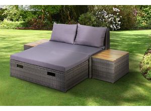 4059306101382 - schütte Home & Living Rattan Loungeliege 4-tlg mit Auflagen hellgrau